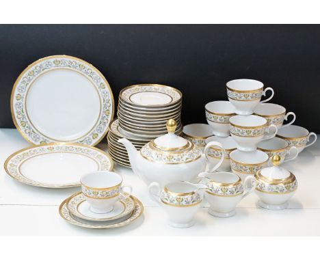 Seltmann Weiden vintage German ornate gilt border tea set to include tea pot, eleven tea cups and saucers,  twelve side plate