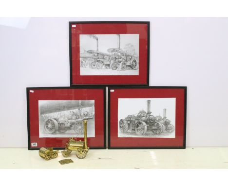 Three J E Wigston signed prints to include General Gough Duncombe Park 2015, Wayfarer &amp; Wanderer Cumbrian steam gathering