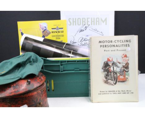 Collection of Speedway and car racing ephemera. The lot to include a Ralf Schumacher signed photo, Jochen Mass signed photo, 