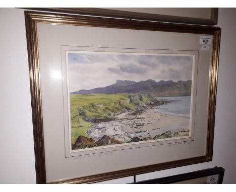 Jill M Aldersley, 'Singing Sands, Isle of Eigg', 20th century, watercolour, 33.5cm x 22.5cm, signed to lower left, framed and