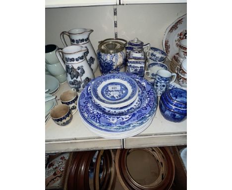 Blue &amp; white wares etc. including Doulton, Spode and two 18th century Liverpool cups by Pennington 