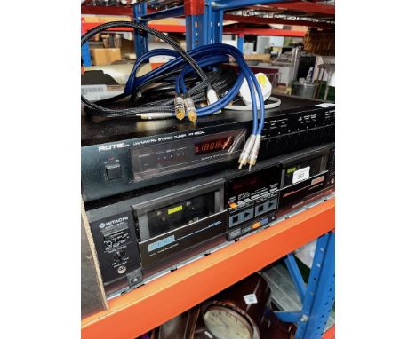 ROTEL RT850AL tuner and a Hitachi D-W800 side by side stereo cassette deck. 