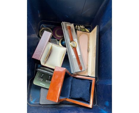 A mixed lot including pocket watch, watch boxes, vintage compacts etc. 