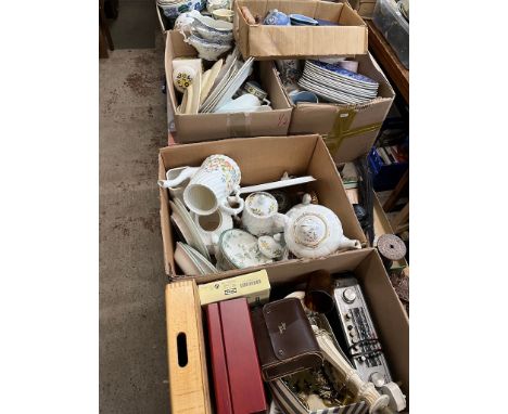 6 boxes of miscellaneous items including Roberts radio, ceramics, Aynsley, Royal Worcester, blue &amp; white, jasperware, Sta