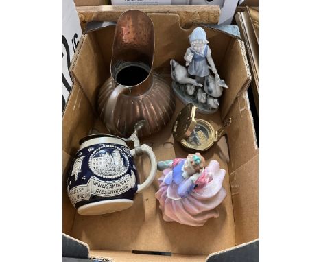 A Royal Doulton figurine Blithe Morning, a repro brass compass, a stein etc 