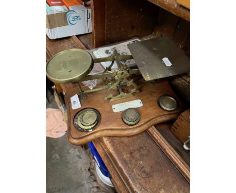 A Inland Letter rate set of scales including some Imperial Brass weights 