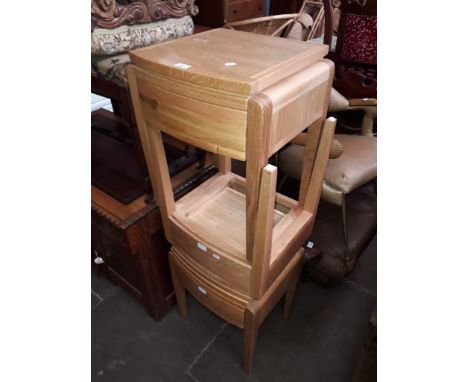 Three modern light oak single drawer side tables/bedside tables. 