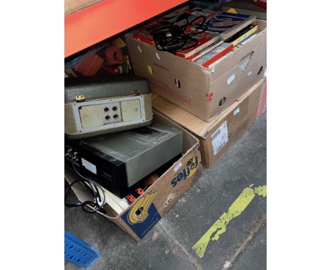 A large quantity of reels and manual together with a Grundig reel to reel player and a Sanyo Betamax and selection of tapes.