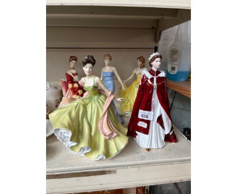 Royal Doulton figures - Princess Diana; Pretty Ladies series Spring Ball Autumn Ball and Summer; Royal Worcester figure of HM