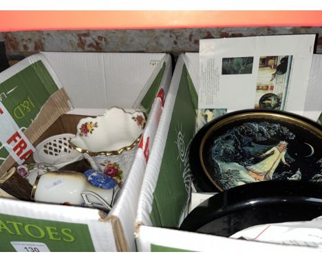 Two boxes of misc pottery including Royal Worcester, collectors plates, etc 