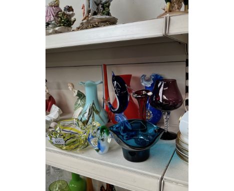 Art glass - 10 pieces including Murano with snail and dolphin - tallest item 25cm 