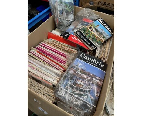 A box of Ordnance Survey Maps together with Dalesman and Cumbria magazines 