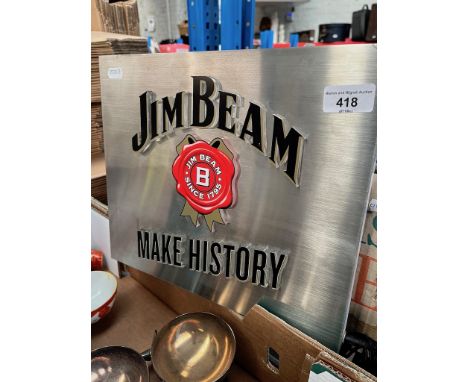 A Jim Bean Make History light up plaque.The sign lights up, in working condition. 