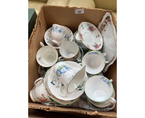 A box of mostly Melba teaware. 