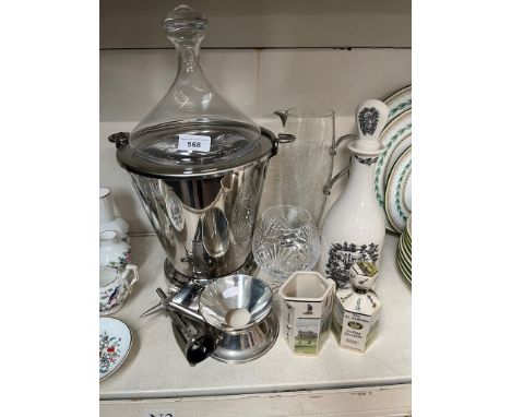 Champagne bucket, Nick Munroe glass and pewter jug, hip flask and other items 