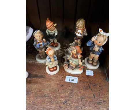 6 Hummel figures including 1964-72 Boy with Toothache & Not For You together with an early version of Home From Market having