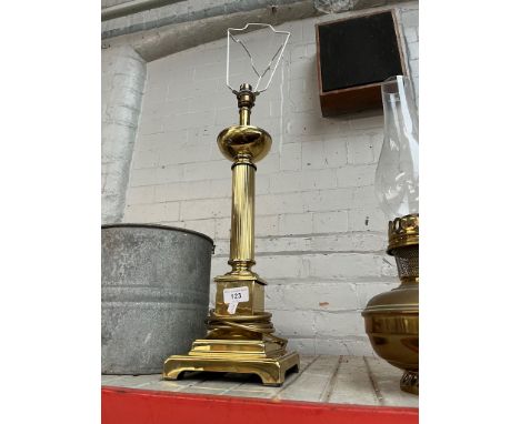 A brass column table lamp. 