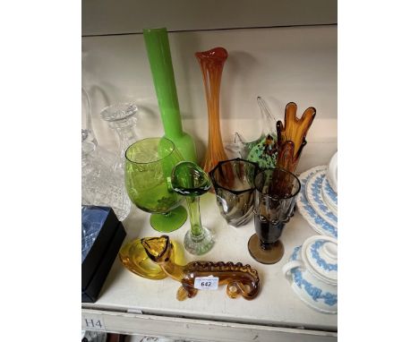 Art glass - 10 items including Murano with large angel fish, tallest item 36cm 
