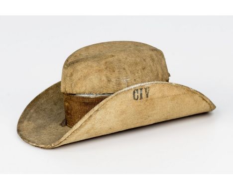 A very rare Edwardian novelty Slouch hat travelling inkwell marked CIV ‘City Imperial Volunteers’, the metal hat covered with