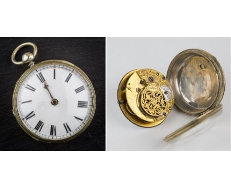 A silver fusee pocket watch by E. Nad of London early 19th century, the gilt full plate keywind verge movement signed and num