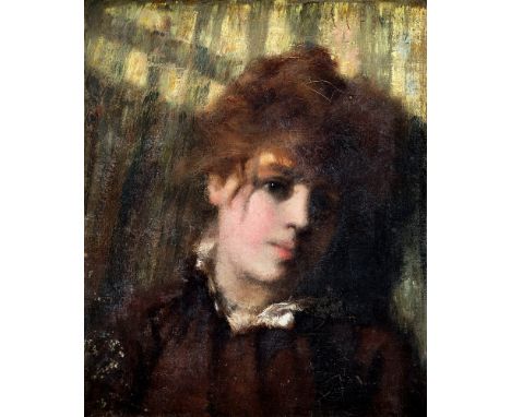 Miss Anna A. Beebe (British, fl.1887-1890) Portrait of a young girl oil on canvas, signed and dated 1887 top right, artist's 