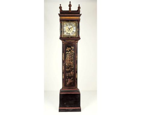 An 18th century lacquered chinoiserie cased eight day longcase clock the square brass dial signed 'Redshaw Newcastle' to the 