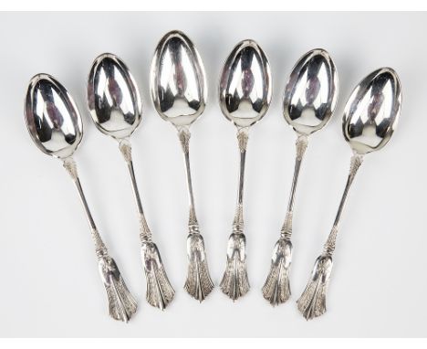 A matched set of six Edwardian silver fruit spoons Henry Hobson & Sons, Sheffield 1902 and 1908, one with slightly larger bow