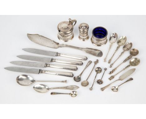 A quantity of silver smalls including a Victorian fiddle thread pattern butter knife, Henry Holland, London 1853; a three pie