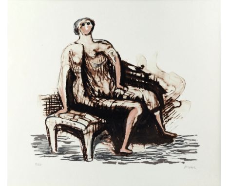 Henry Moore (British, 1898-1986) 'Seated Figure, 1980' lithograph in nine colours, signed in pencil lower right and numbered 
