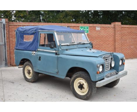 A 1972 Land Rover Series III SWB canvas tilt, registration number FWO 263L, blue. From a private collection this Series III L