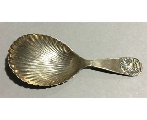 A silver caddy spoon