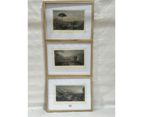 Three steel engravings by Edward Brandard, James Willmore and Charles Couson after JMW Turner. 7¼" x 12"