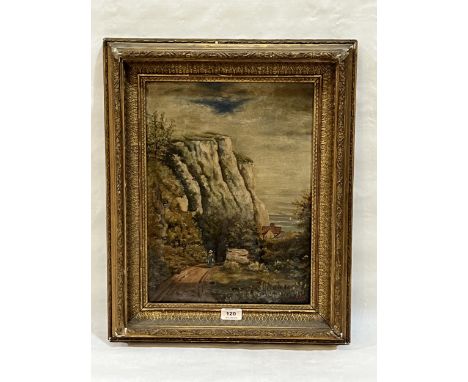 JOHN REEVES. BRITISH 19TH CENTURY  Figure on a coastal path. Signed and dated 1896. Oil on canvas 16½" x 12½"