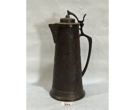 A Muster Gebruder Bing secessionist copper tapered jug. 11½" high