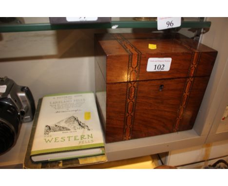 A Victorian walnut and inalid box; together with an edition of a Pictorial Guide to the Lakeland Fells; and an Ordnance Surve