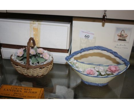 Two Lladro baskets with flowers 