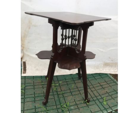 A mahogany occasional table with bobble turning and shelf underneath. 48cms w x 69cms h.Condition ReportMinor surface scratch