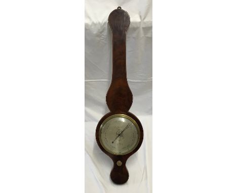 A fine quality 18thC single dial mercuried mahogany barometer by J.Pastorelli London. 95cms h x 27cms w. Dial face 20cms.Cond