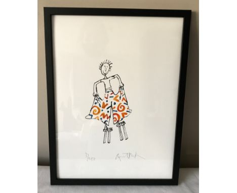 A mounted and framed Quentin Blake signed and stamped limited edition print 3/250 "Enormous Trousers" with packing list attac
