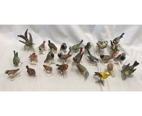 Goebel of West Germany Wildlife collection of 24 ceramic birds, tallest approx 12.5cms. All with Goebel stickers to base.Cond