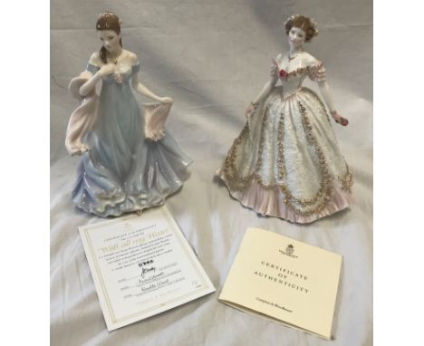 Two Royal Worcester figurines with all my heart 23cms h CW504 Ltd Edition 5882 of 12500 and Sweetest Valentine 22.5cm h Ltd E