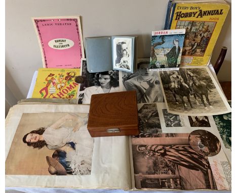 Vintage movie memorabilia to include scrap book and contents, mainly Katherine Hepburn, theatre programmes, studio photograph