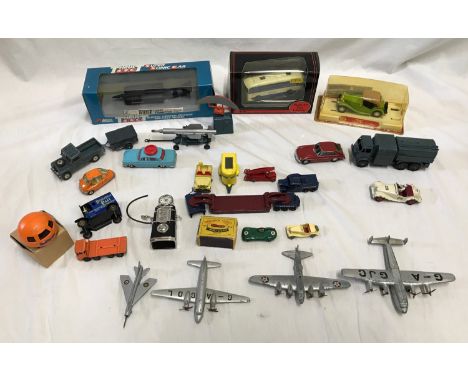 Corgi, Dinky, Lesney diecast vehicles collection. Dinky aircraft, Lledo boxed Super Sonic car first edition Cavalier coach bo