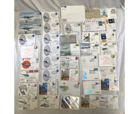 A selection of first day covers RAF and airmail envelopes, 17 signed and 40 covers in total. 1 WW1 envelope Church Army, Wood