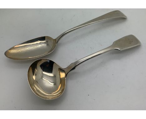 A London silver teaspoon by Duncan Urquhart and Naphtali Hart c 1800 with silver ladle London 1835 by Thomas Wallis.Condition