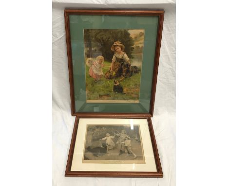 Two framed prints, one colour print Baby's Own signed by artist G.Hillyard Swinstead, picture size 45cms h x 34cms w and anot