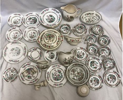 Indian Tree pattern dinner ware, various makes. Royal Grafton, Royal Vale, Johnson Bros and unmarked. 43 pieces.Condition Rep