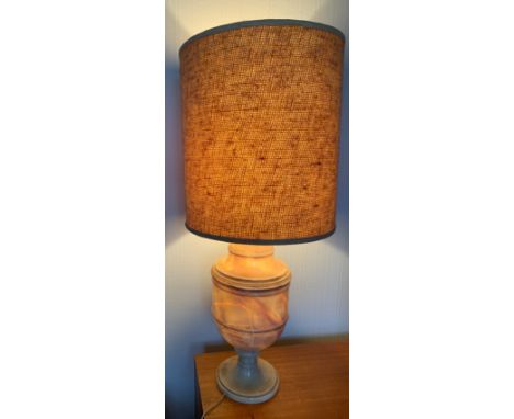 A mid century marble table lamp with contemporary shade. 86cms h.Condition ReportGood condition, slight wear to top of shade.