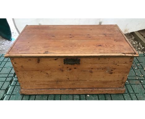 A pine tool chest box, 71cms w x 42cms d x 32cms h.Condition ReportBreak to the beading at top front corner and break to brac