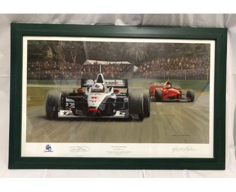 Gerald Coulson formula racing car print signed by artist and driver David Coulthard. The Flying Scotsman proof copy 39cms h x